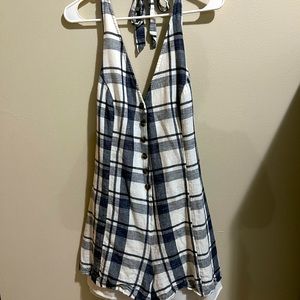American Eagle Plaid Halter Romper